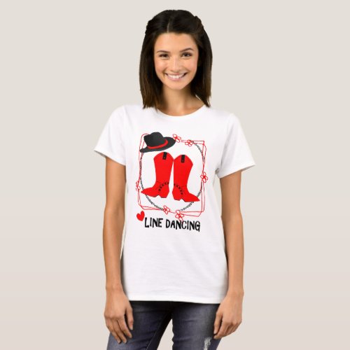 Cowgirl Boots Cute Line Dancing Theme Graphic T_Shirt