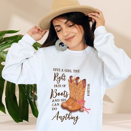 Cowgirl Boots Cute Quote Western Boho Hand Drawn T_Shirt