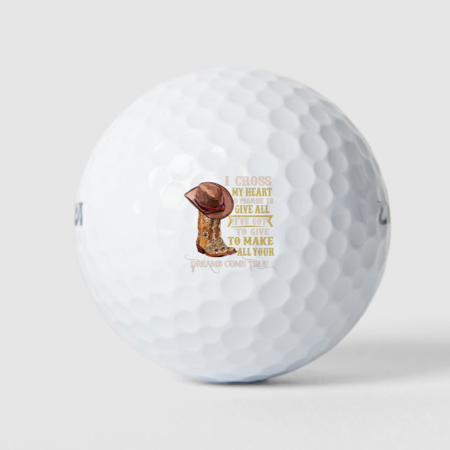 Cowgirl Boots & Hat I Cross My Heart Western Count Golf Balls (Front)
