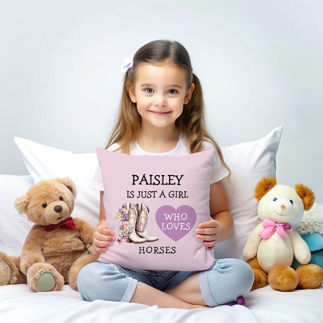 Cowgirl Boots Just a Girl who loves horses Throw Pillow (Creator Uploaded)