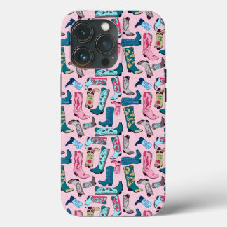 cowgirl boots on pink iPhone 13 pro case