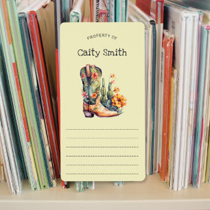 Cowgirl Boots orange floral cactus property of  Label