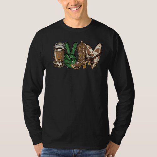 Cowgirl Boots Peace Love Rodeo Desert Coffee Weste T_Shirt