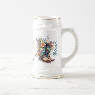 Cowgirl Boots Personalized Beer Stein