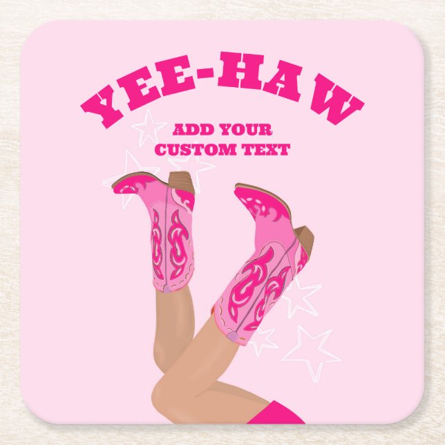 Cowgirl Boots  Square Paper Coaster (Front)