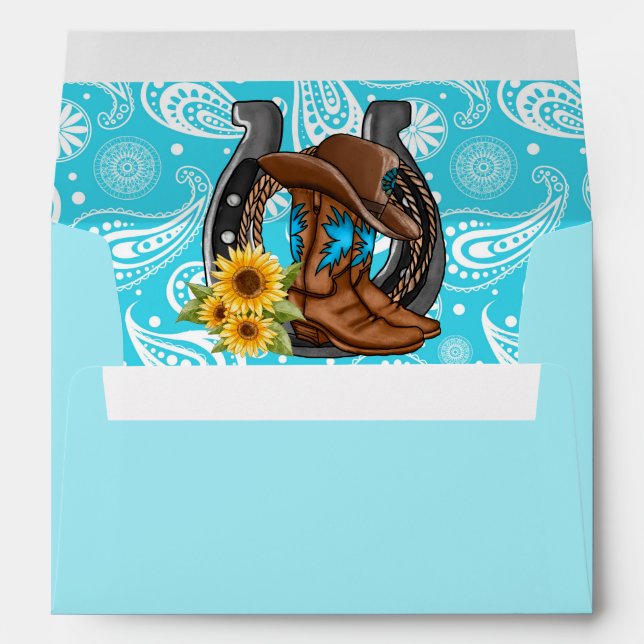 Cowgirl Boots Sunflowers Bandana Hat Envelope (Back (Bottom))