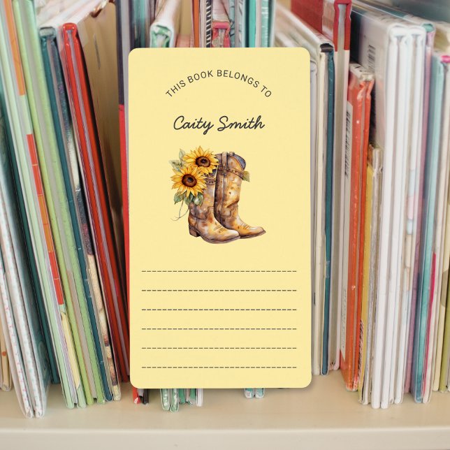 Cowgirl Boots sunflowers library bookplates (Creator Uploaded)