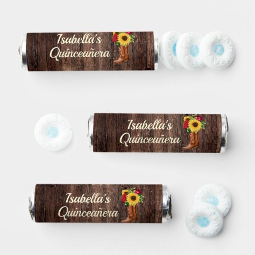 Cowgirl Boots Sunflowers Red Roses Quinceaera  Breath Savers Mints