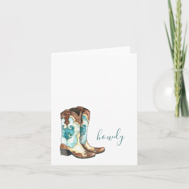 Cowgirl Boots Watercolor Card (Front)