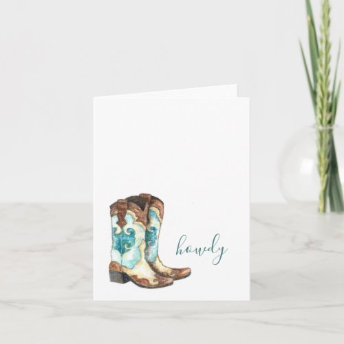 Cowgirl Boots Watercolor Card