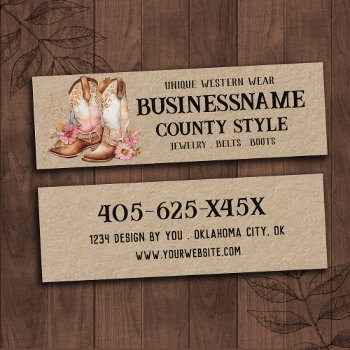 Cowgirl Boots Western Theme Mini Business Card by ValarieDesigns at Zazzle