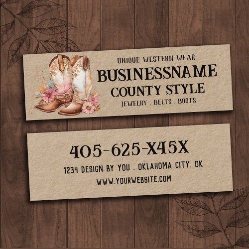 Cowgirl Boots Western Theme Mini Business Card