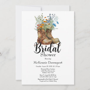 Cowgirl Boots Wildflowers Bridal Shower Invitation