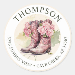 Cowgirl Boots With Flowers Return Address Labels