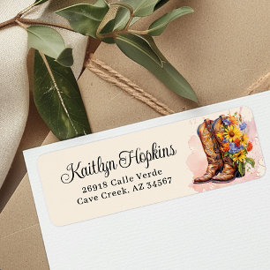 Cowgirl Boots With Flowers Return Address Labels