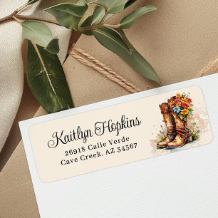 Cowgirl Boots With Flowers Return Address Labels