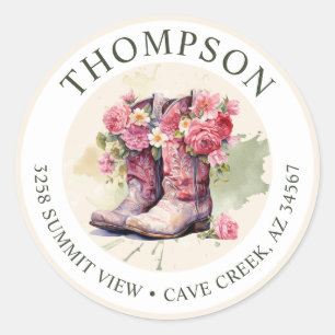 Cowgirl Boots With Flowers Return Address Labels