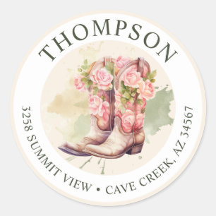 Cowgirl Boots With Flowers Return Address Labels