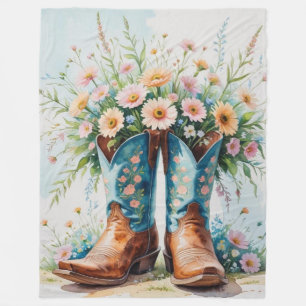 Cowgirl Bouquet Fleece Blanket   Western Home