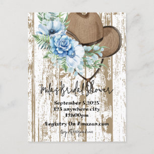 cowgirl bridal shower invitation postcard