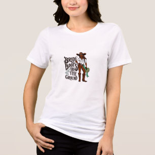 Cowgirl Bride Boots on the ground Tri-Blend Shirt