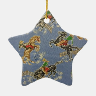 Cowgirl Bronc Rider Ceramic Ornament