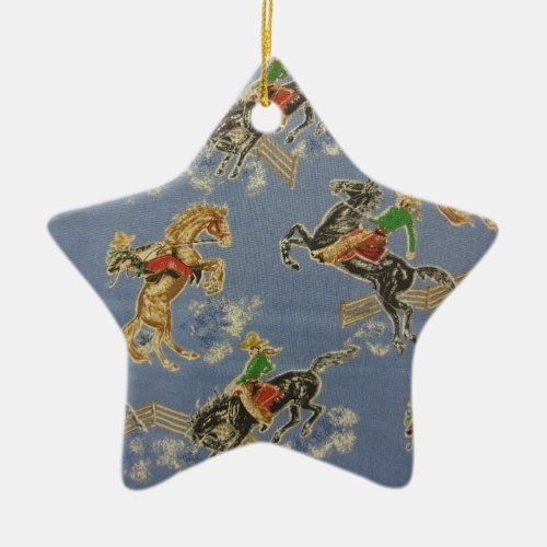 Cowgirl Bronc Rider Ceramic Ornament