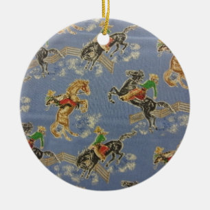 Cowgirl Bronc Rider Ceramic Ornament
