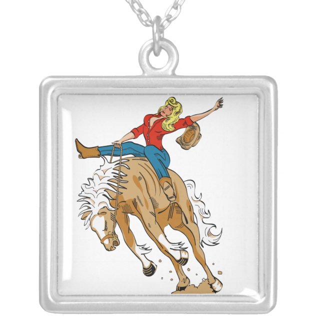 Cowgirl Bronc Rider Necklace (Front)