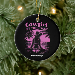 Cowgirl By The Coast Style Western Beachy Women Ceramic Ornament