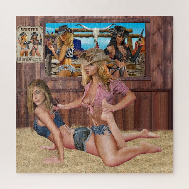 COWGIRL CATFIGHT WRESTLING #2 JIGSAW PUZZLE (Vertical)