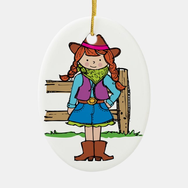 Cowgirl Ceramic Ornament (Front)