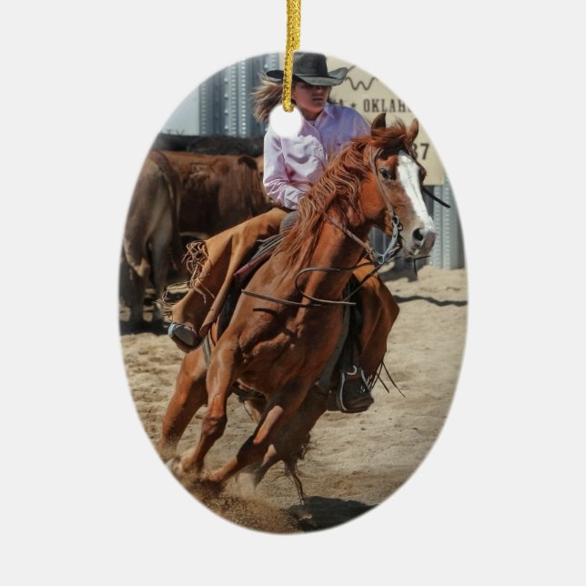 cowgirl ceramic ornament (Front)