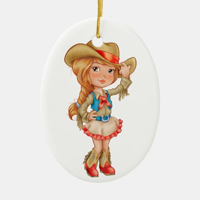 Cowgirl Ceramic Ornament (Front)