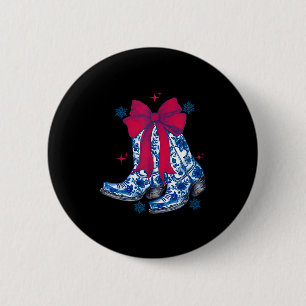 Cowgirl Christmas Funny Coquette Bow Boots Gift Me Button