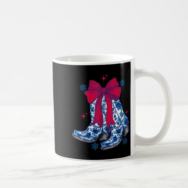 Cowgirl Christmas Funny Coquette Bow Boots Gift Me Coffee Mug (Right)