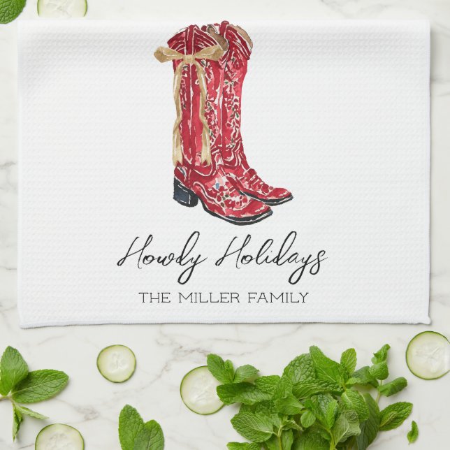 Cowgirl Christmas Kitchen Towel (Folded)