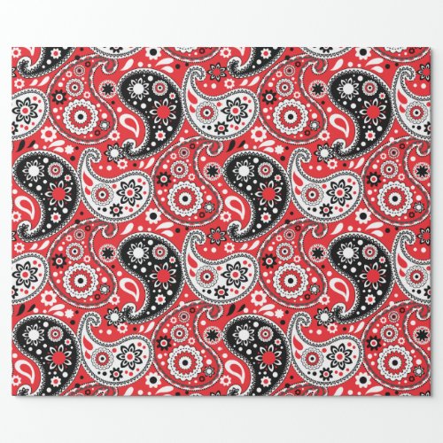 Cowgirl Christmas Red Paisley Country Western Wrapping Paper