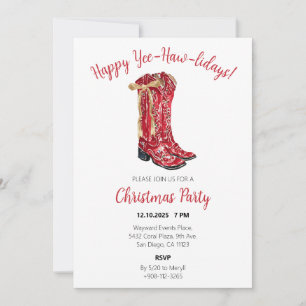 Cowgirl Christmas Watercolor Invites