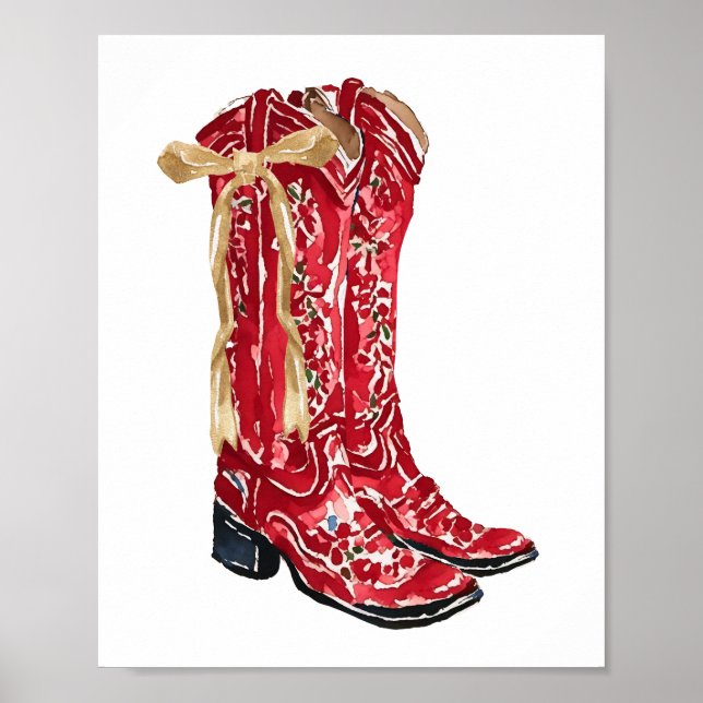 Cowgirl Christmas Watercolor Poster (Front)