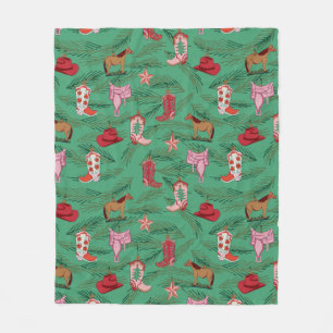Cowgirl Christmas Yeehaw Fleece Blanket