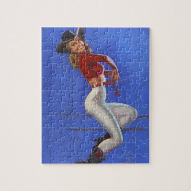 Cowgirl, circa 1950 Pin Up Art Jigsaw Puzzle (Vertical)