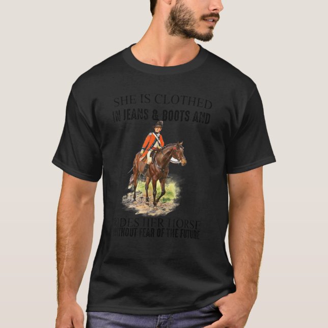 Cowgirl Clothed In Jeans And Boots Western Country T-Shirt (Front)