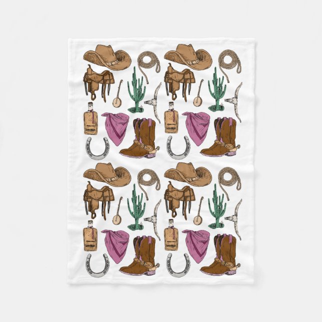 Cowgirl Collage Cozy Blanket - Western, Pink, and  (Front)