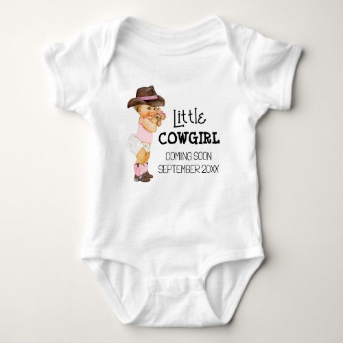 Cowgirl Coming Soon Pregnancy Announcement Baby Bodysuit