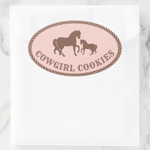 Cowgirl Cookies  Horse Oval Sticker