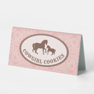 Cowgirl Cookies Horse Oval Sticker Table Tent