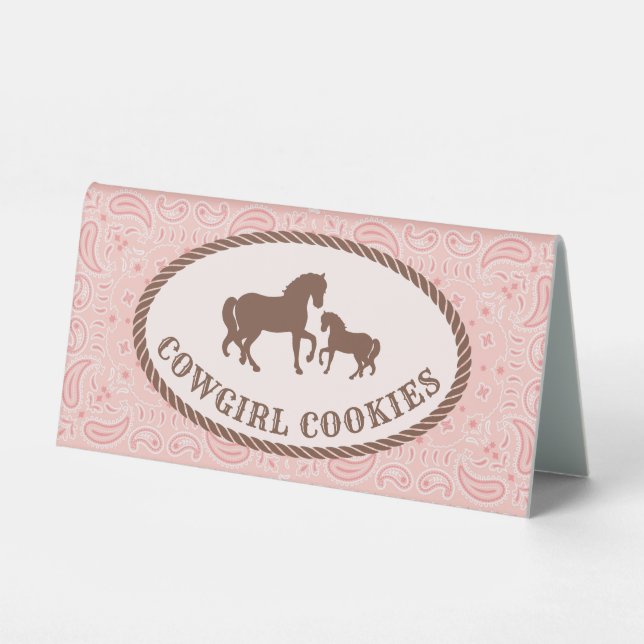 Cowgirl Cookies | Horse Oval Sticker Table Tent (Front)