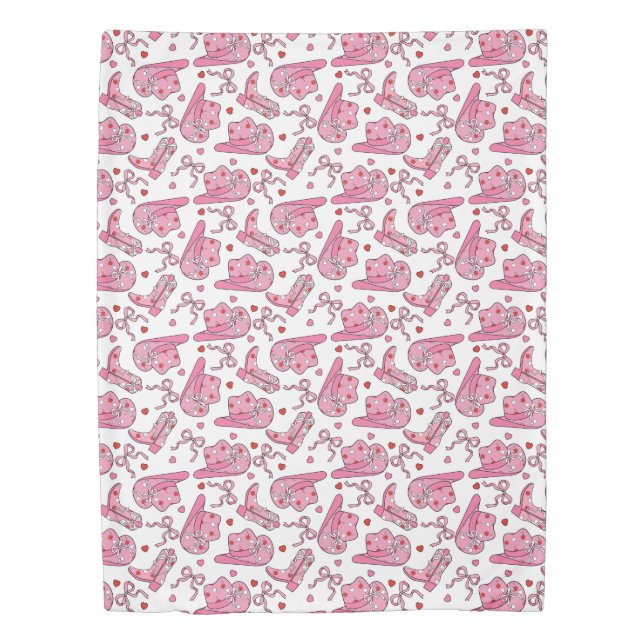 Cowgirl Coquette Pink Duvet Cover (Front)