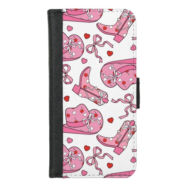 Cowgirl Coquette Pink iPhone Wallet Case (Front)